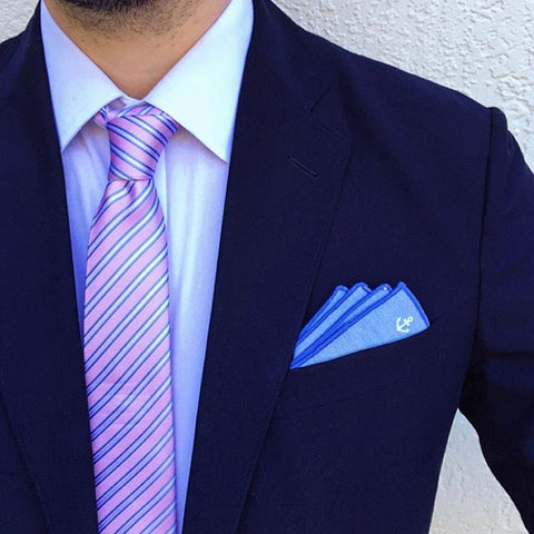 Blue and Pink Skinny Striped Silk Tie