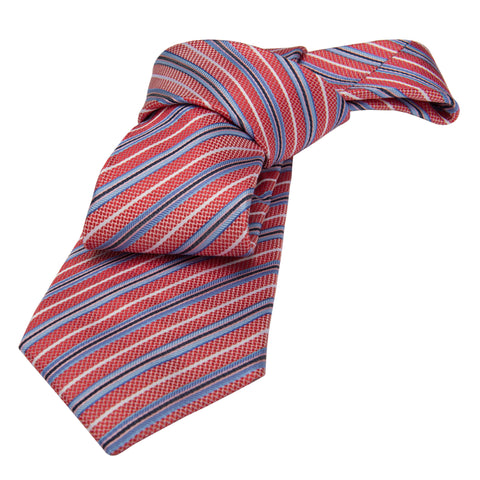 Red & Blue Striped Silk Tie