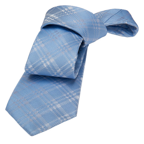 Blue Plaid Silk Tie
