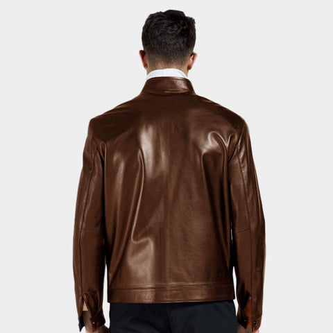 Top Stitching Leather Jacket