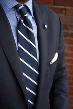 Blue Shirt with Striped Tie