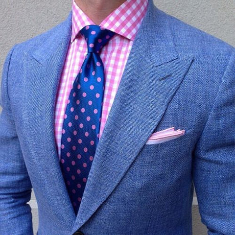 Pink Shirt with Blue Tie