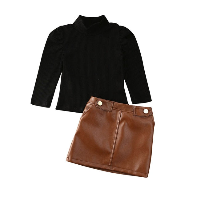 brown leather skirt youth