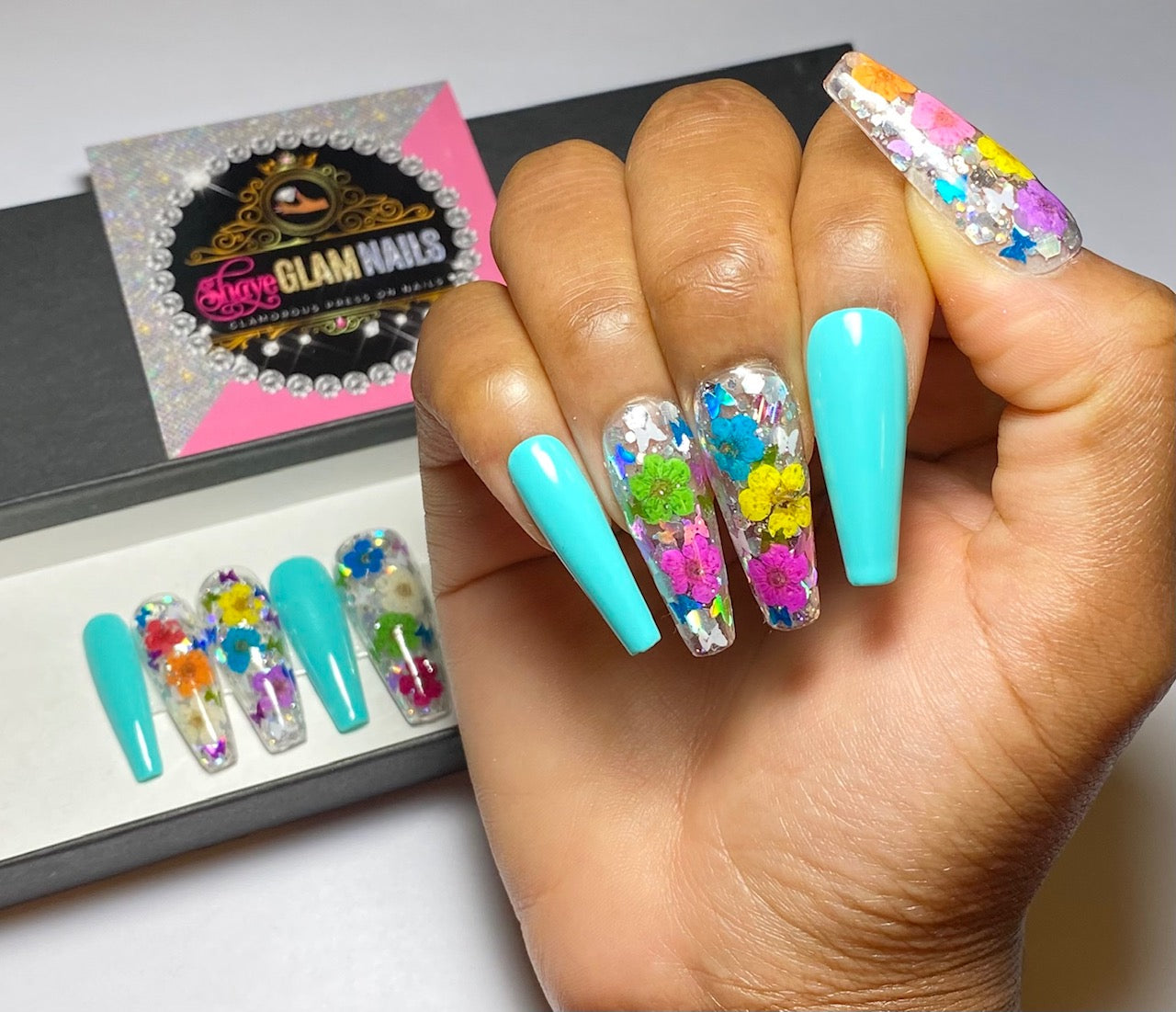 Spring Press on nails with flowers