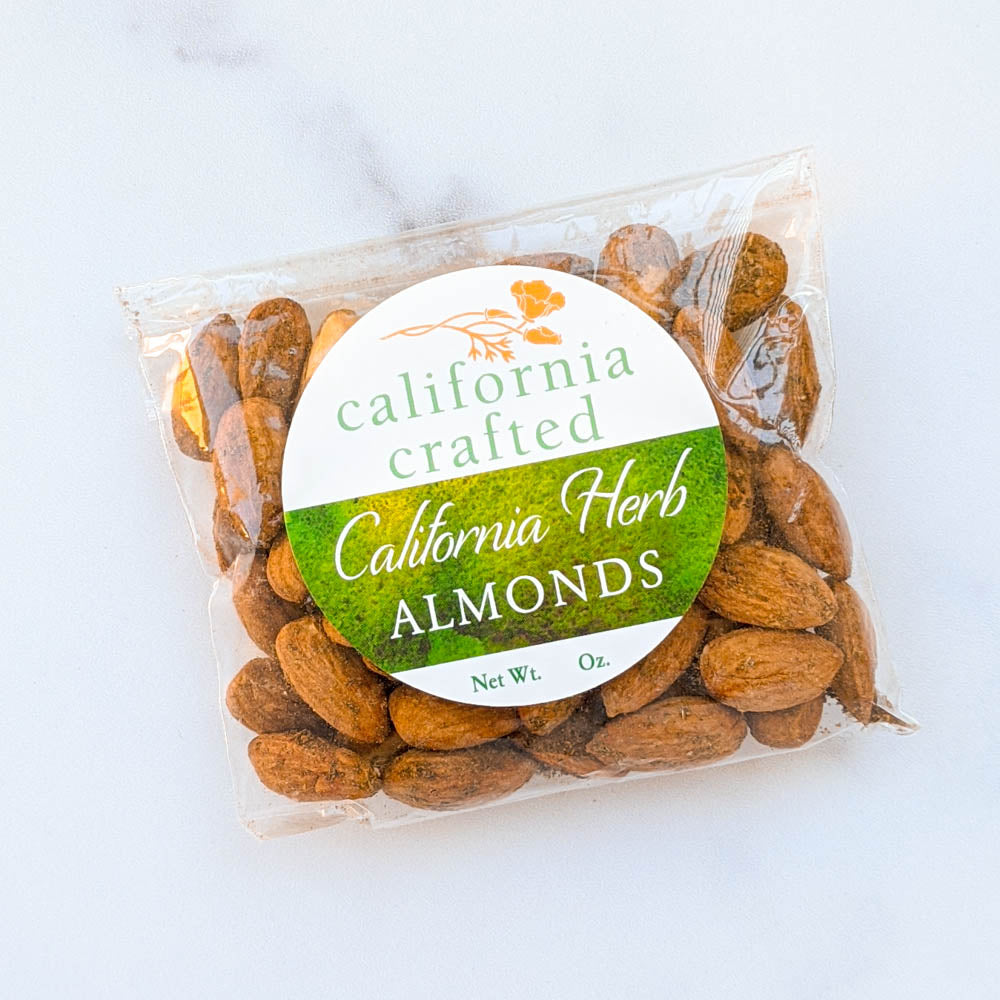 Small 2.5 ounce pouch of California herb flavored almonds