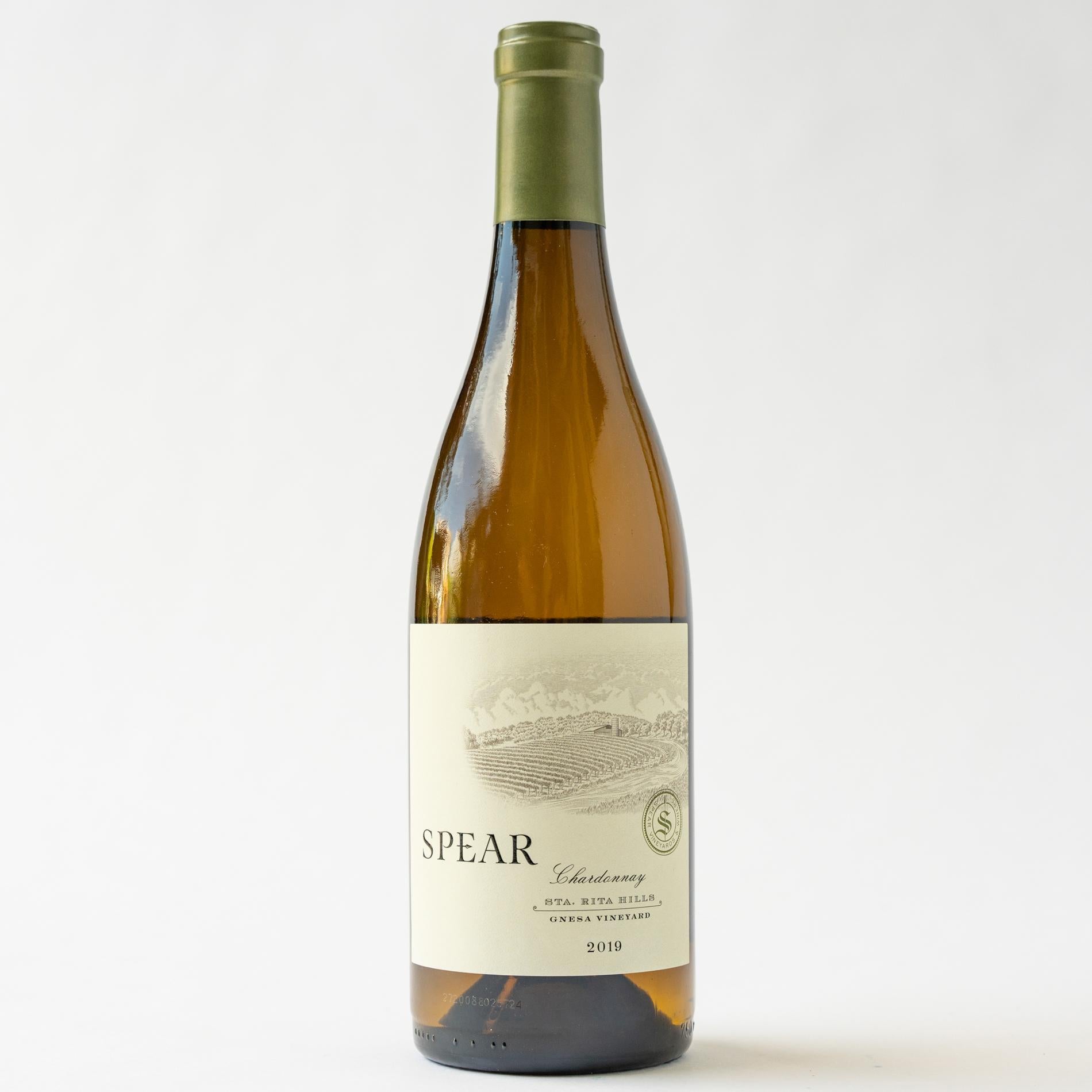 A bottle of Spear's Chardonay on a white background