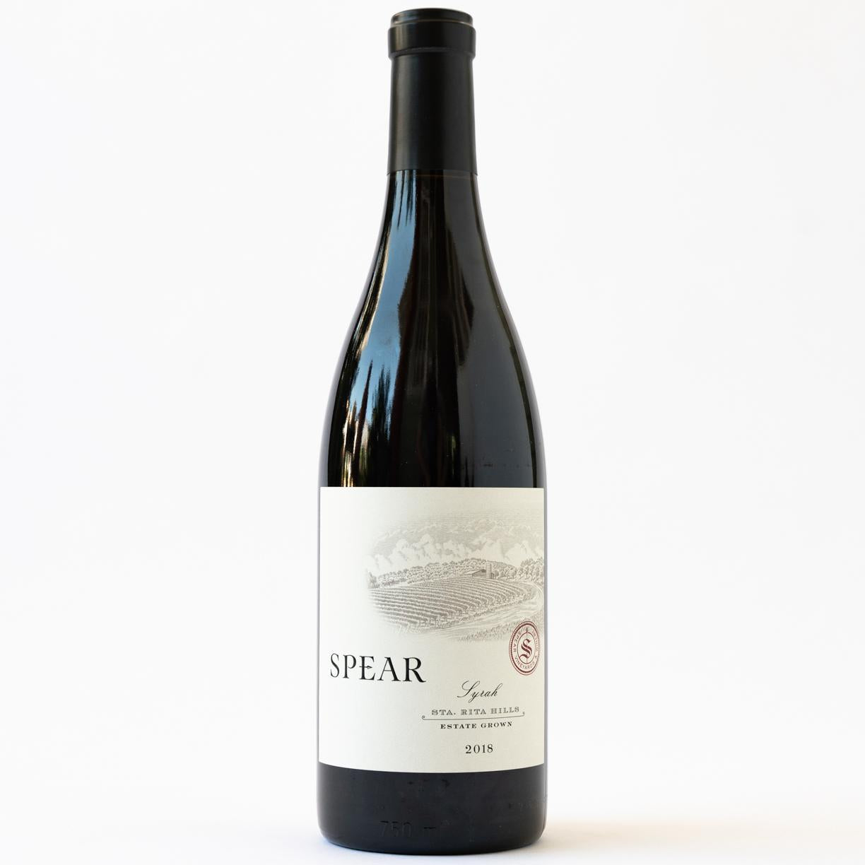 Bottle of Spear's Syrah on a white background