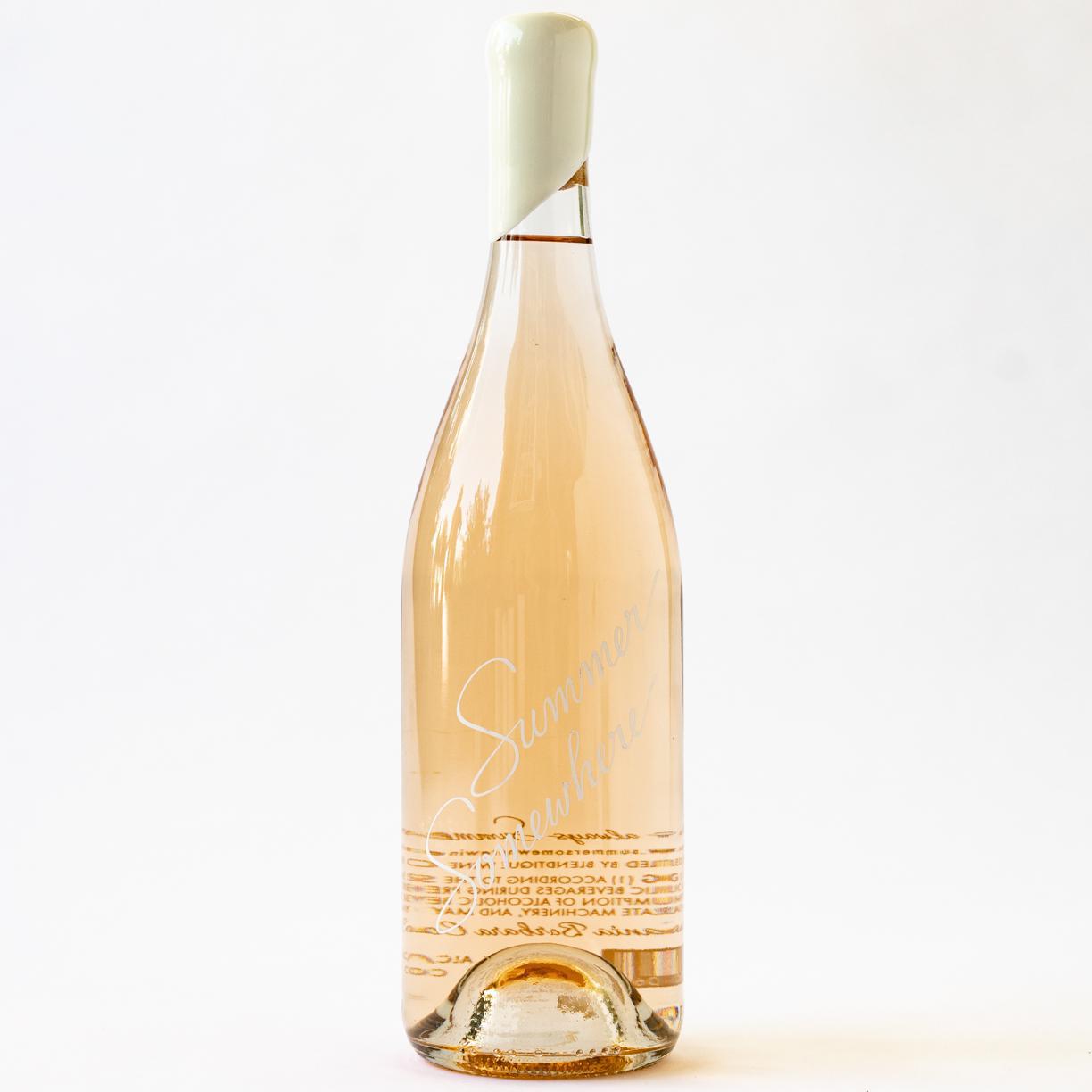Bottle of Summer Somewhere Rosé against a white background