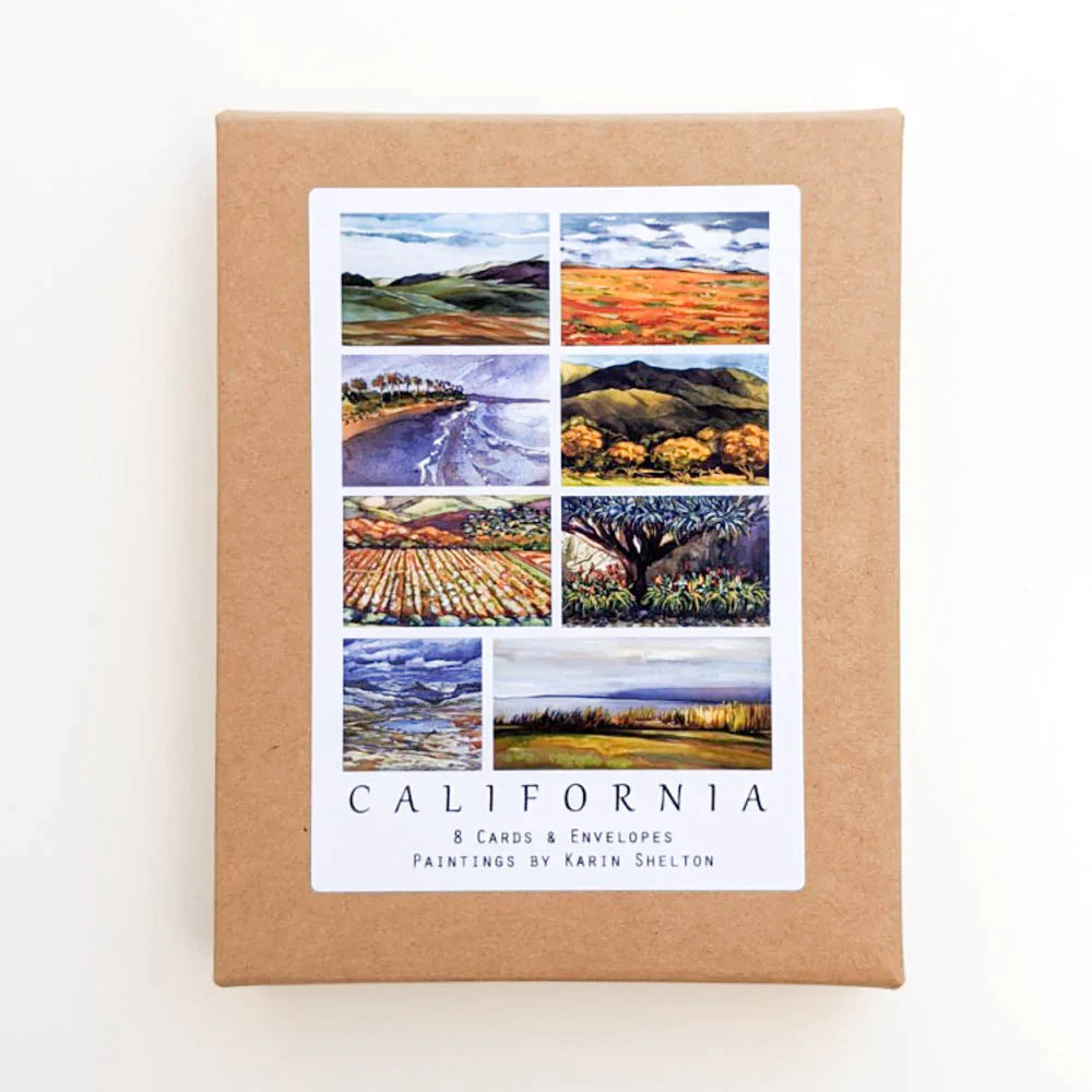 Local artist watercolor California images note card set box