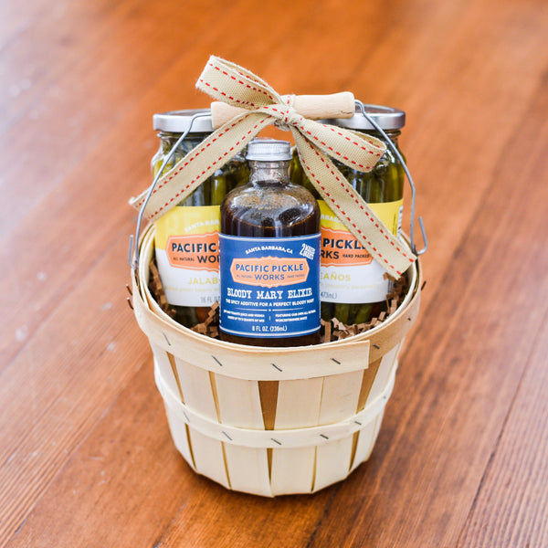 Bloody Mary Elixir & Pickles Gift Basket Pacific Pickle