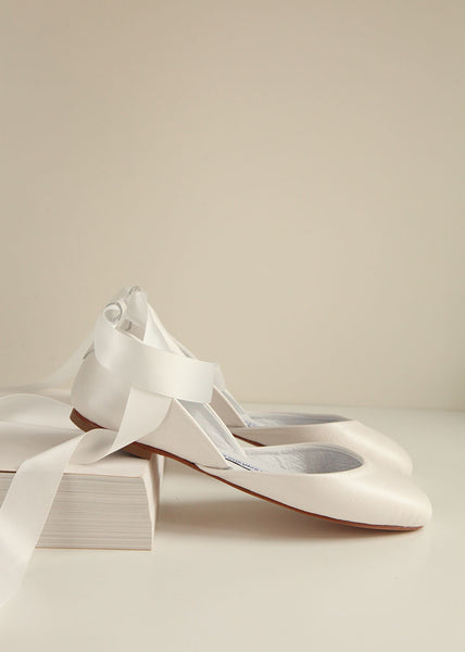 wedding ballet flats with ribbon