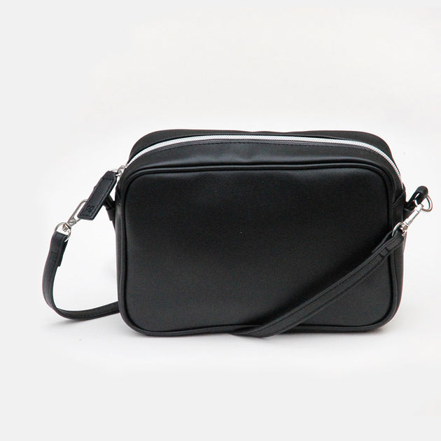 black vegan leather bag