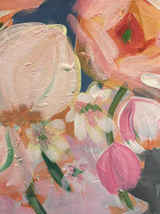 peach floral painting