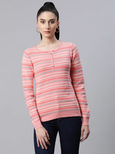 Women Jacquard Pink Double Jersey Regular Fit Casual Pullover