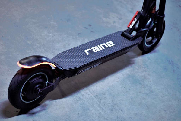 close up of electric scooter deck