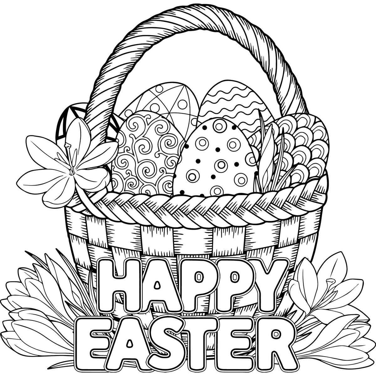 Bunny & Eggs - Easter, PDF Coloring Book For Kids – Rachel Mintz