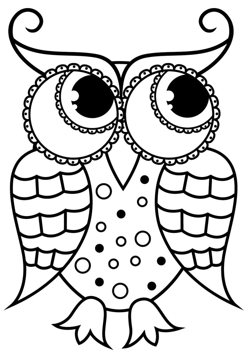 Large Print OWLS PDF Coloring Book For Beginners Seniors or Visually