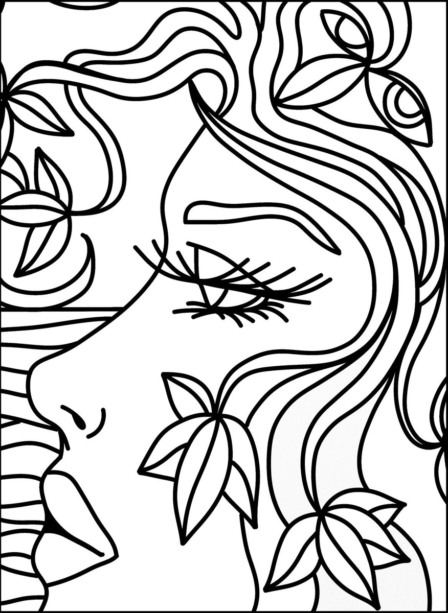 Visually Impaired Abstract Beauty Faces - Easy Coloring (PDF Book) For
