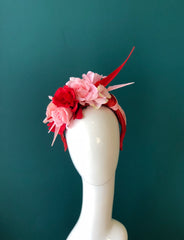 red and pink floral turban band