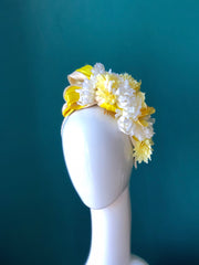 yellow and white headpiece