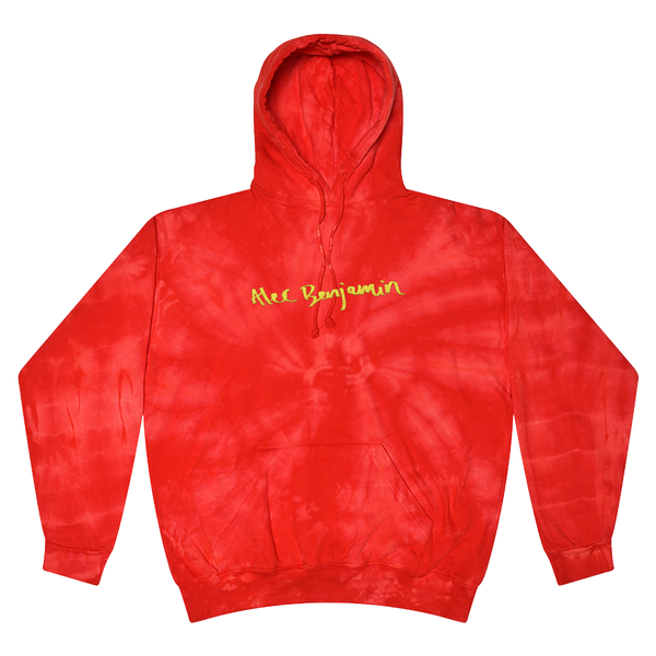 red embroidered hoodie