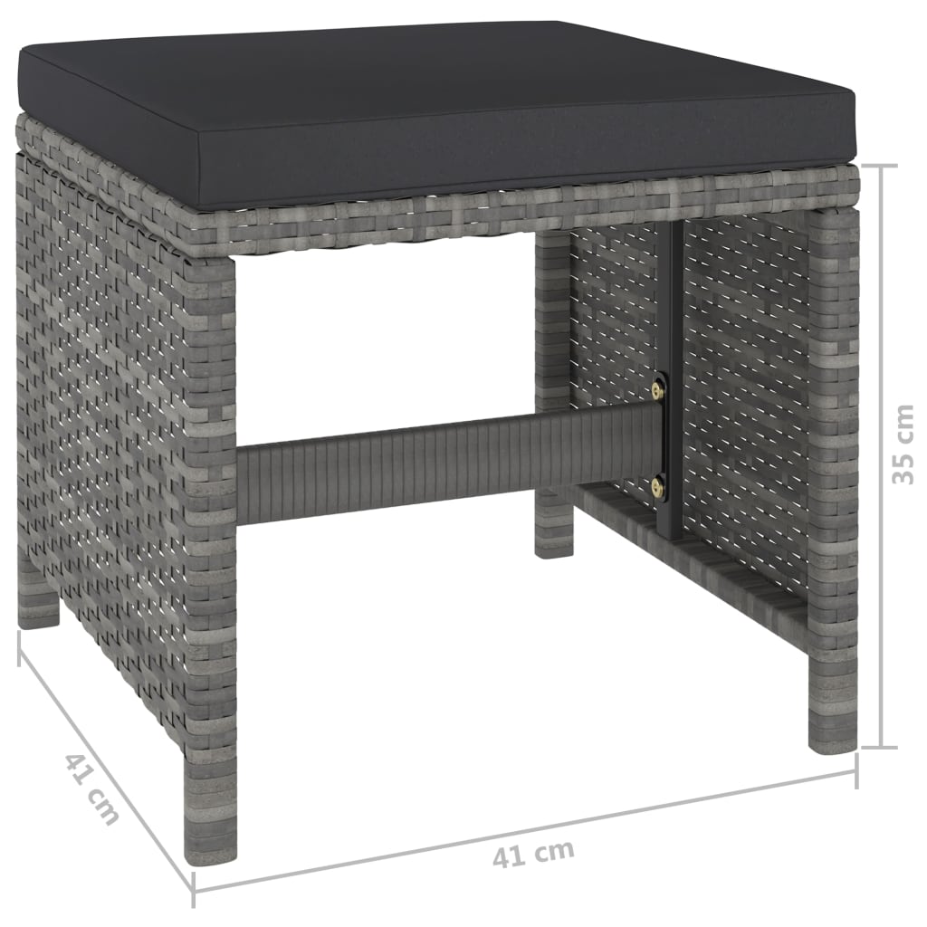 6 tlg. Garten Essgruppe mit Auflagen Poly Rattan Grau