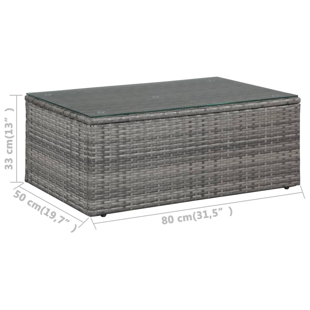 4 tlg. Garten Lounge Set mit Auflagen Poly Rattan Grau