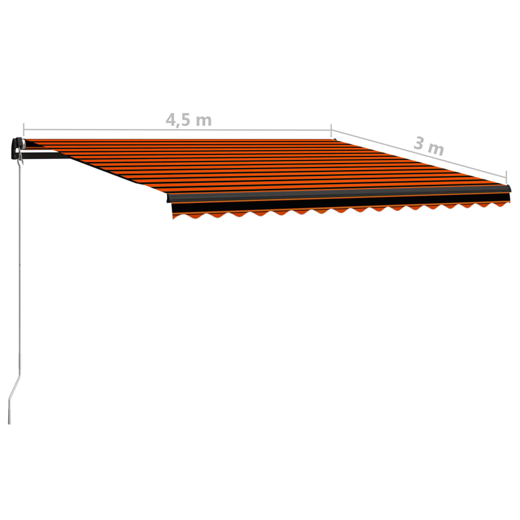 Einziehbare Markise Handbetrieben LED 450x300cm Orange Braun