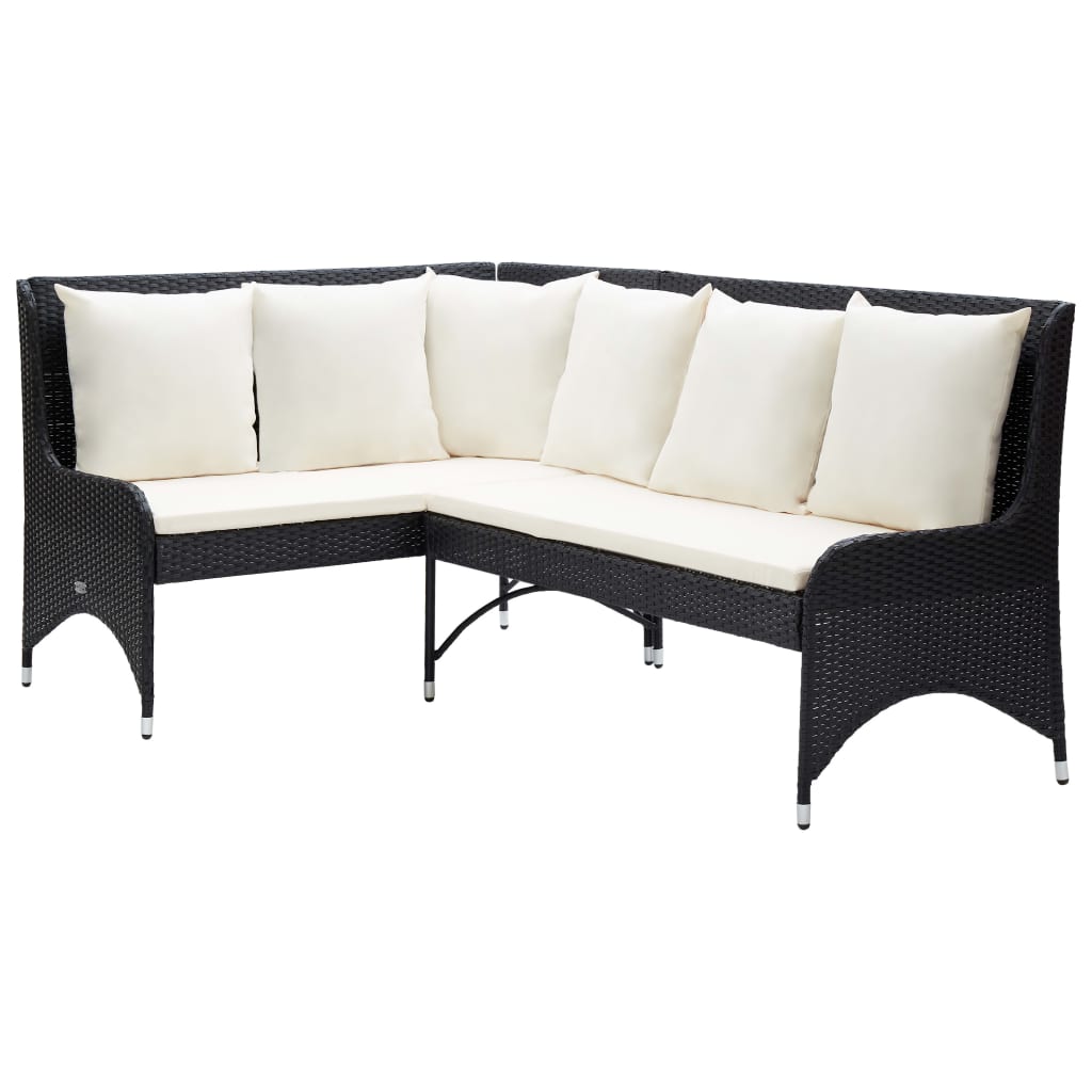 Garten Ecksofa 2 tlg. Poly Rattan Schwarz