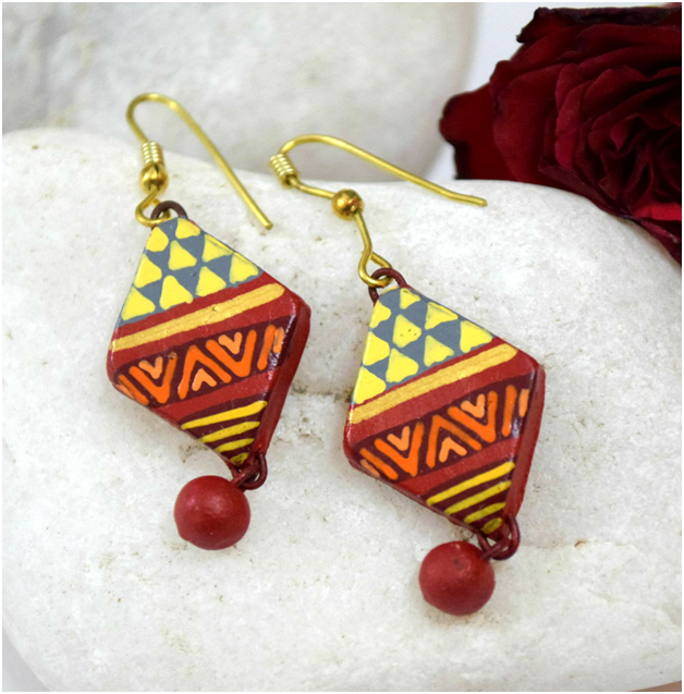 kite shaped terracotta earrings
