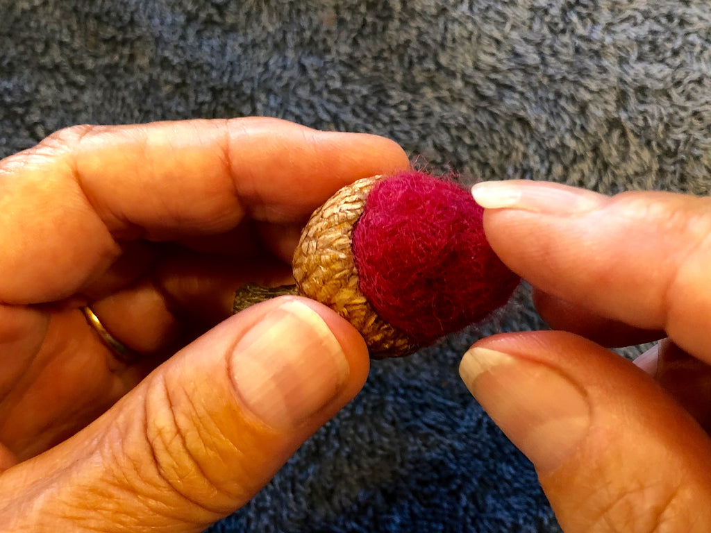 Fitted Felted Acorn Balls in Acorn Caps