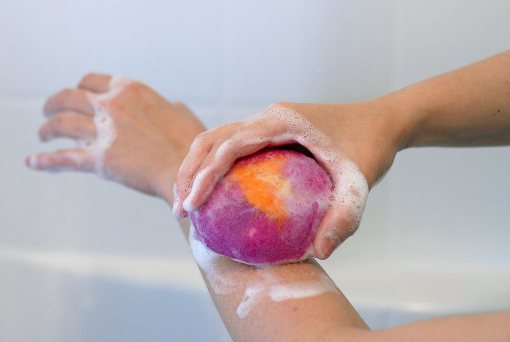Using felted soap in the bath