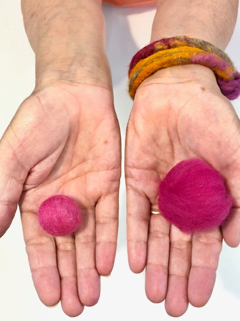 Size Comparison Of Wool Pom Pom