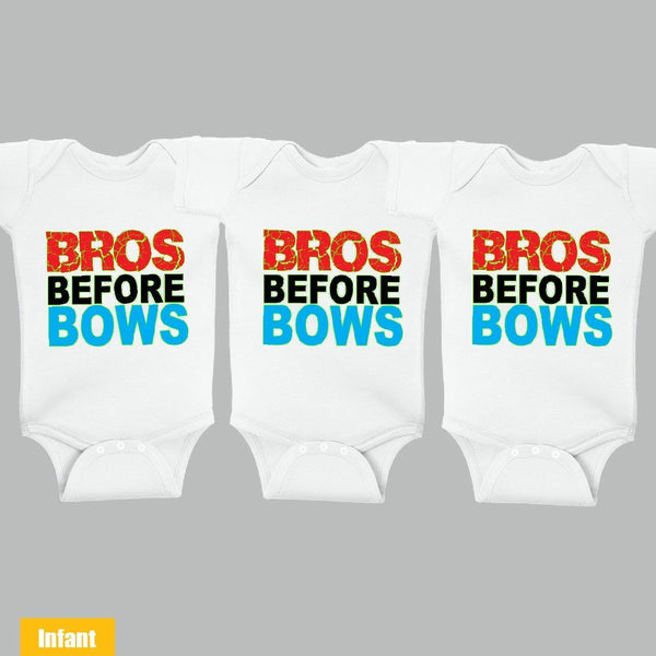 Bros Before Bows - Triple Twins Infant Lap Shoulder Bodysuits