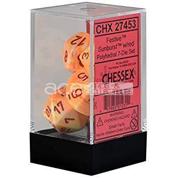 CHX 27453 Chessex Festive Sunburst/red Polyhedral 7-Die Set 