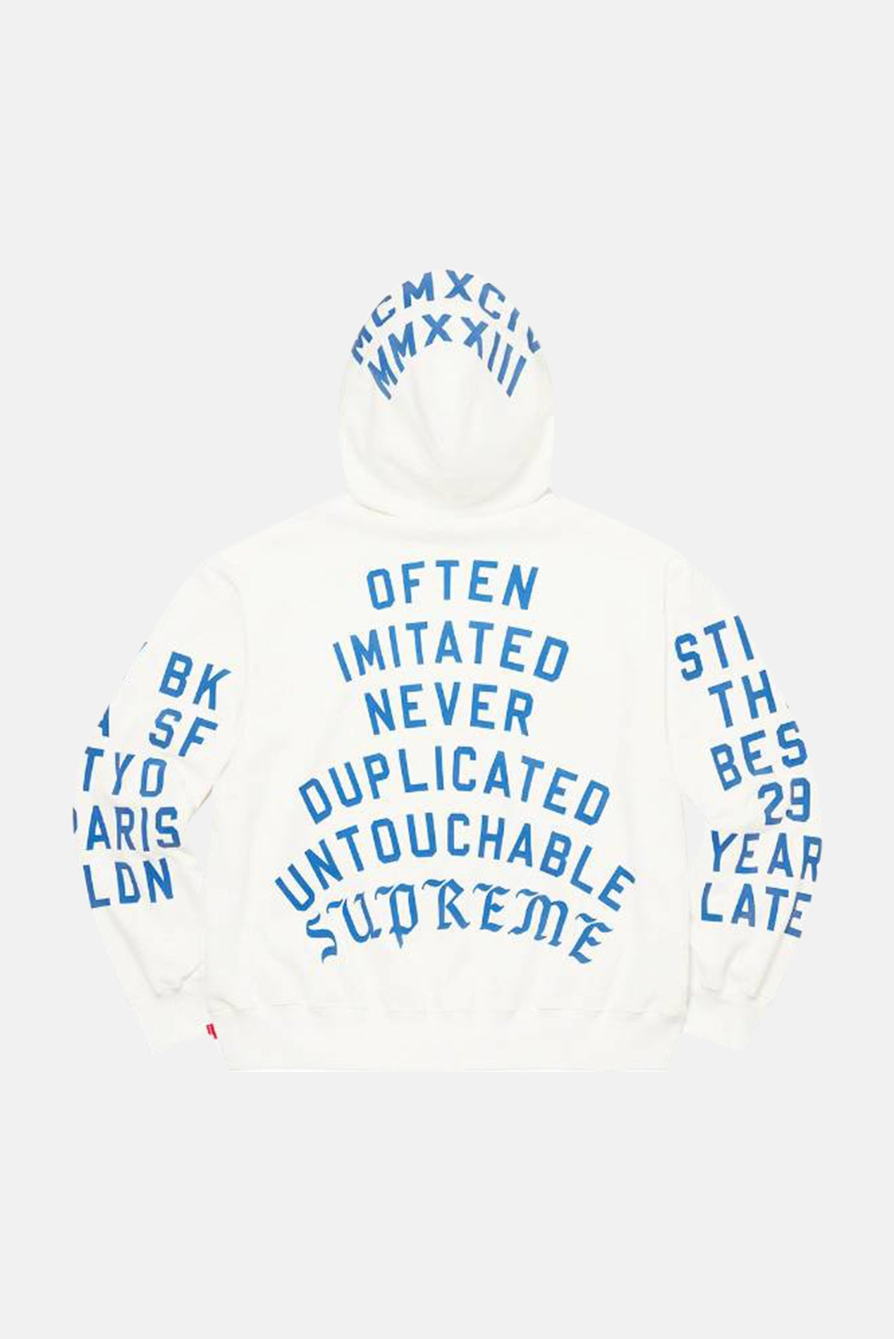 Supreme Team Flocked Hooded Sweatshirt White – blueandcream