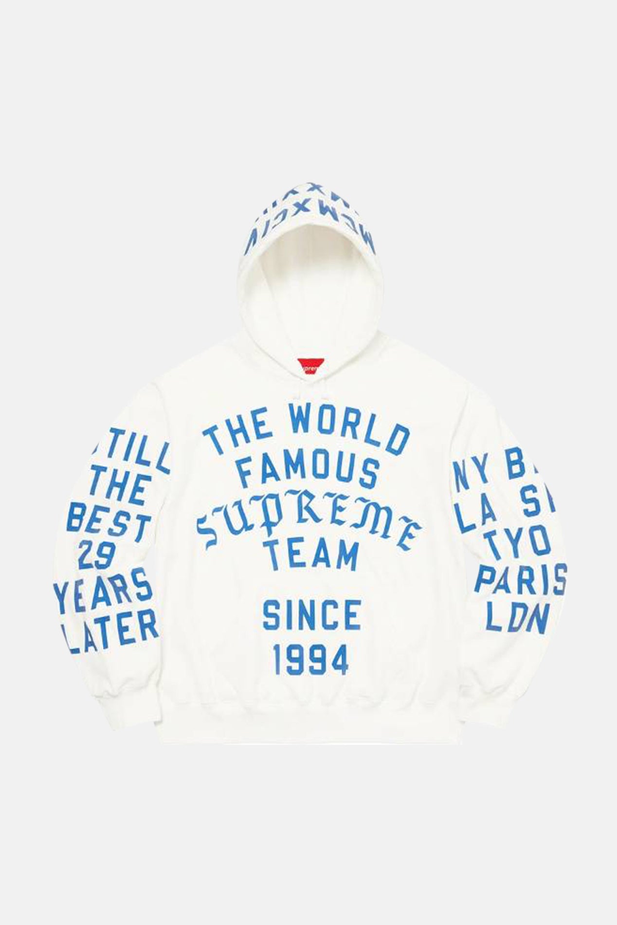 Supreme Team Flocked Hooded Sweatshirt White