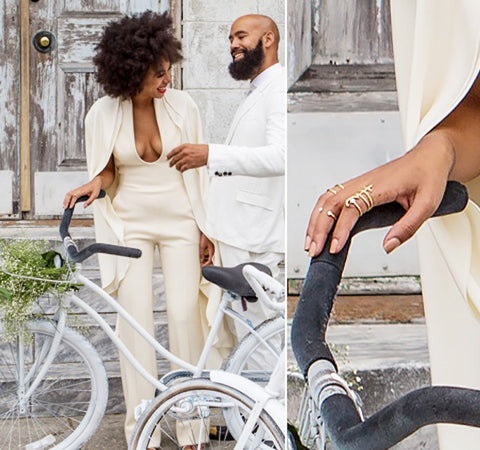 Solange in Lady Grey jewelry rings at her wedding by Jill Martinelli and Sabine Le Guyader