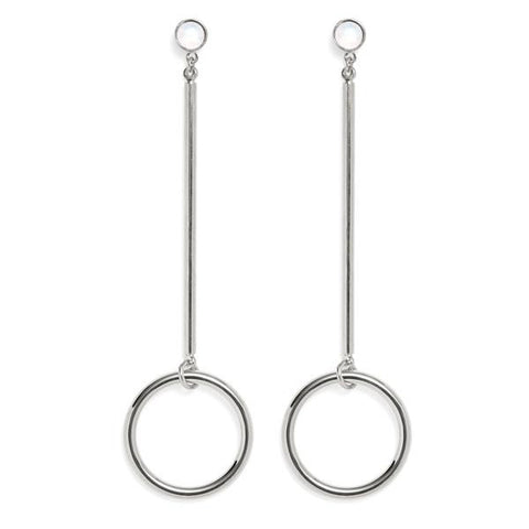 Lady Grey Drop Hoop Earrings in Silver