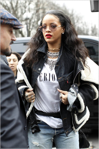 Rihanna wearing Lady Grey Jewelry Pearled Collar by Jill Martinelli and Sabine Le Guyader