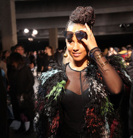 Alicia Keys in Lady Grey Gold Wrap Cuff at Paris Fashion Week