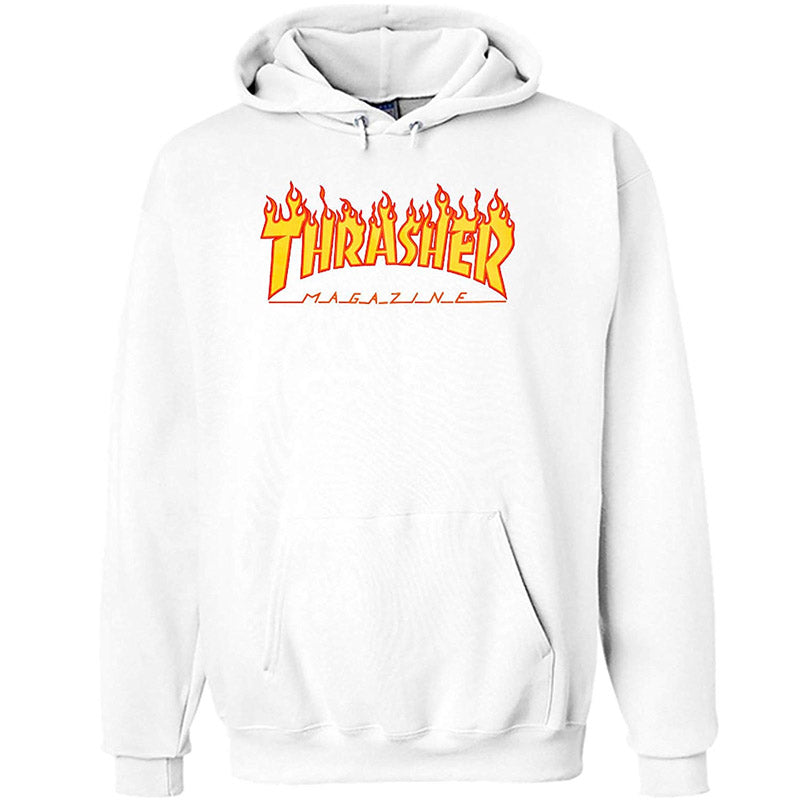 thrasher boys flame logo black hoodie