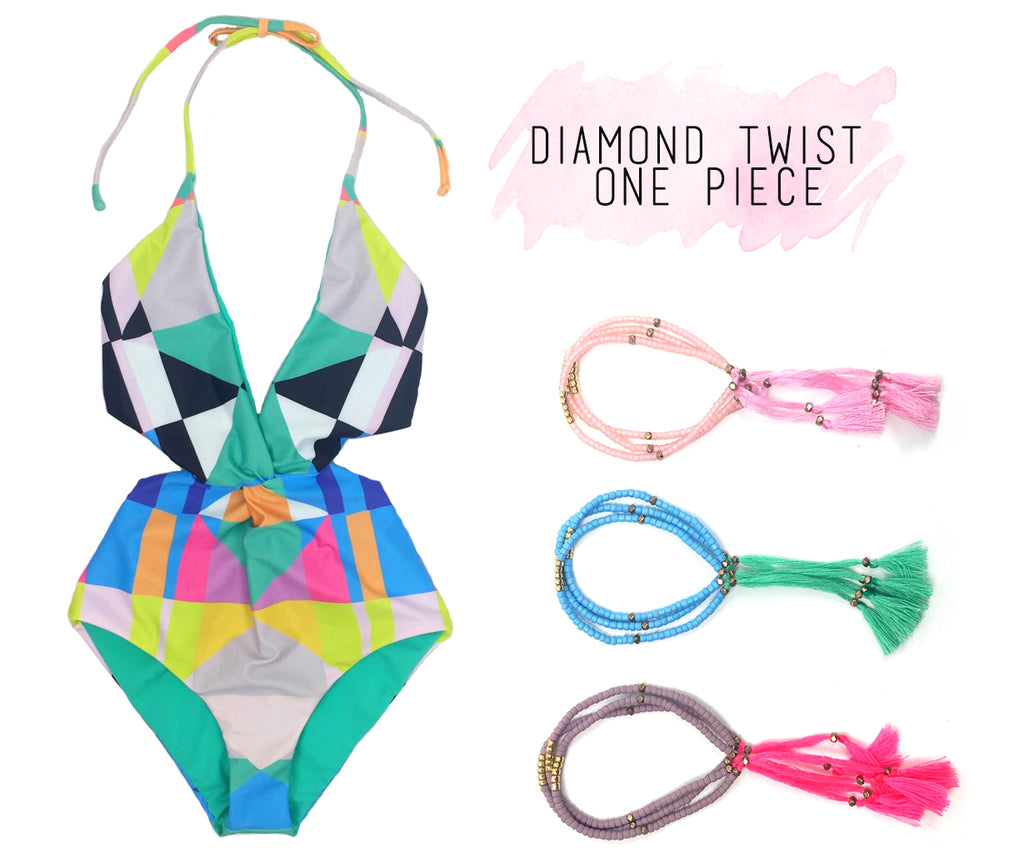 Mara Hoffman Diamond Twist One Piece Bathing Suit at Waterlilyshop.com