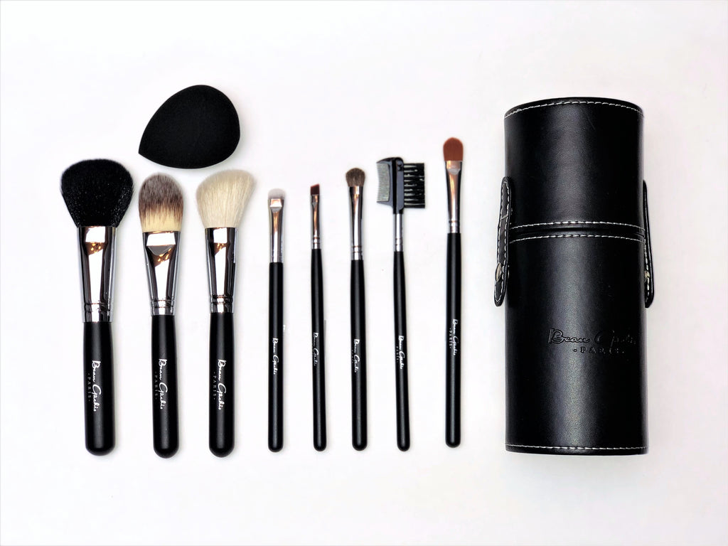 Piece Makeup Brush with Leather PLUS Bonus Applicator Spong | Beau Gâchis® Cosmetics