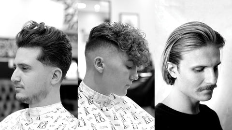 Three men with fresh haircust styled with Salt Spray