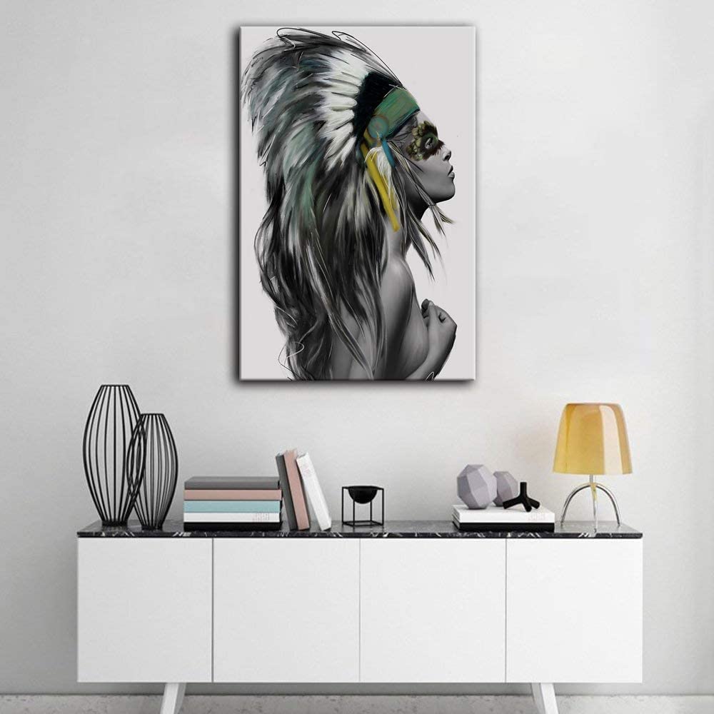 indian feather headdress painting