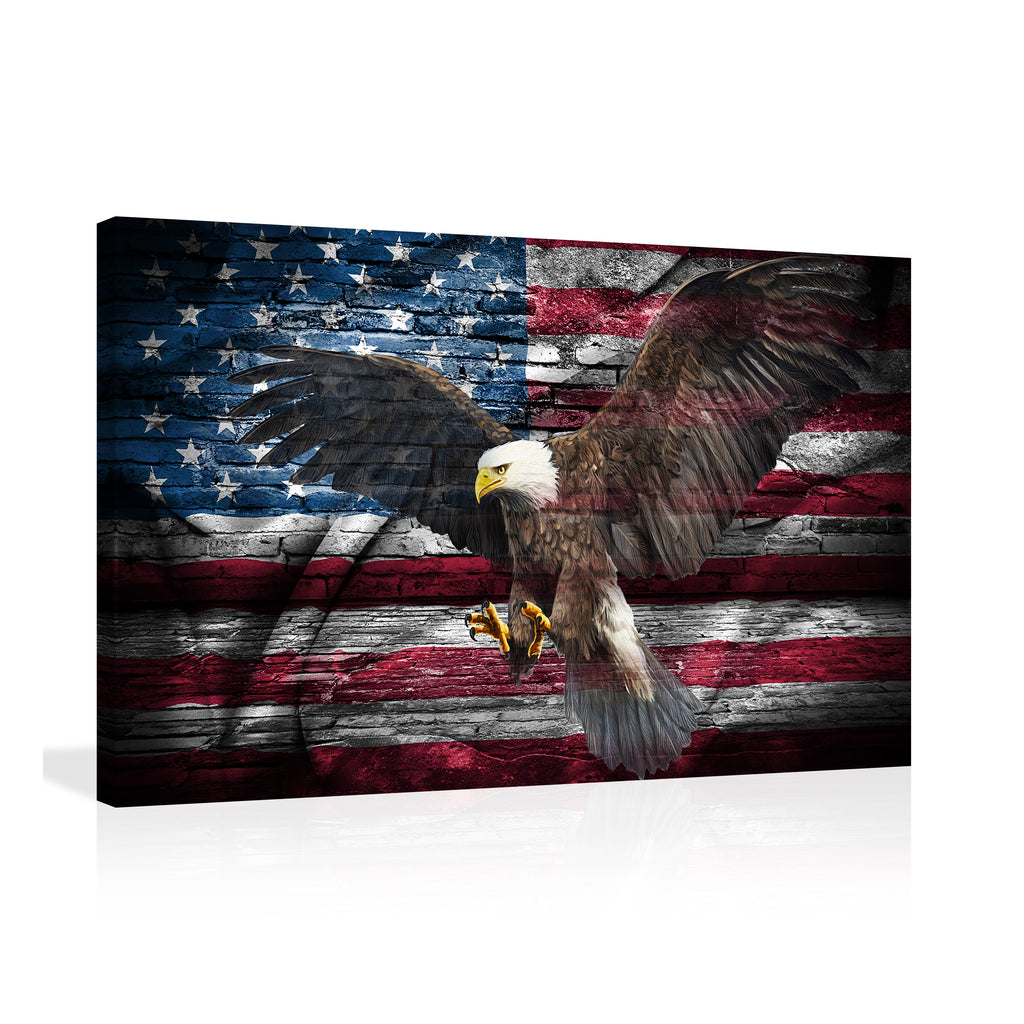 Canvas Wall Art American Flag An Eagle Canvas Prints Framed Ready