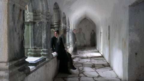 Muckross Abbey, Killarney, Ireland Ft the Almira Maxi Dress and Mina Coat in Black