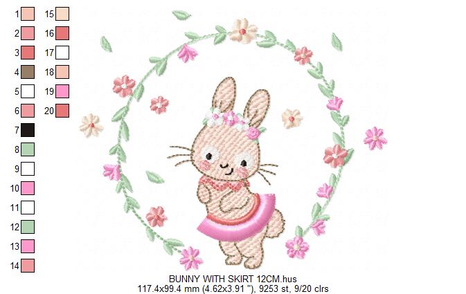 4x embroidery file-bundery-bunny-bunny girl-doodle-Set-10x10