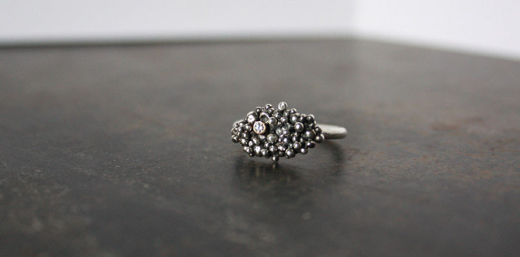 Silver diamond ring